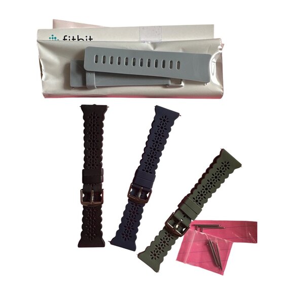 Fitbit Compatible Silicone Watch Bands Set Of 4 With Floral Design & Pins - Picture 4 of 5